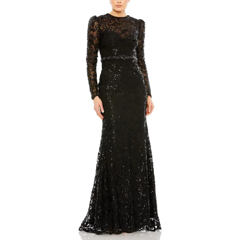 Mac Duggal Womens Lace Embellished Evening Dress Lace Dress Glam