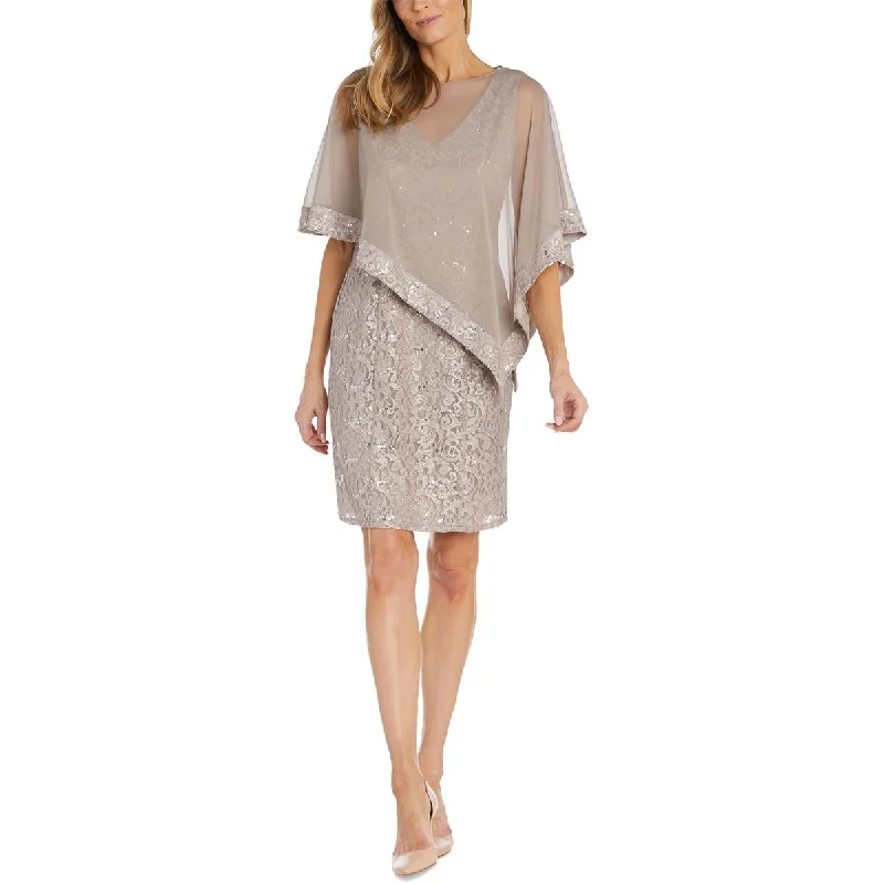 R&M Richards Womens Lace Cape Two Piece Dress Lace A-line Dress