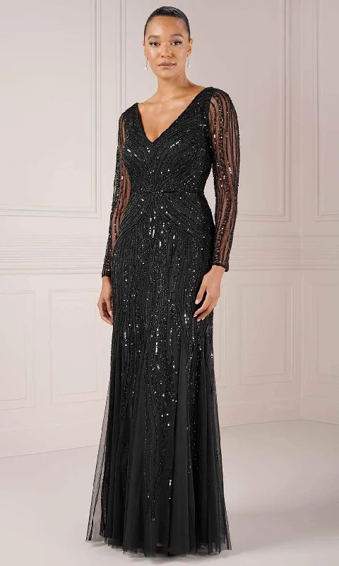 Adrianna Papell Platinum 40445 - Sequined Long Sleeve Dress Sequin Dress Trendy
