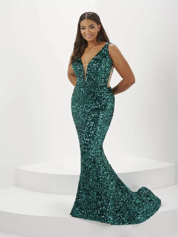 Tiffany Designs 16132 - Sequined Gown Long Sleeve Sequin