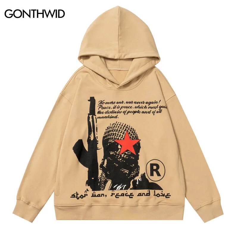 2023 Hoodie Sweatshirt Men Hip Hop Graphic Letter Print Punk Gothic Hooded Streetwear Harajuku Casual Cotton Pullover