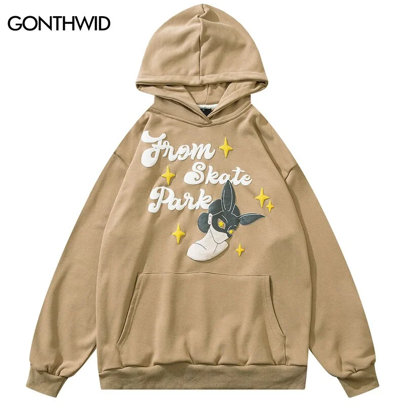 Hip Hop Hoodie Sweatshirt Streetwear Harajuku Foam Letter Print Pullover Hooded Casual Cotton Loose Hoodies Men Women