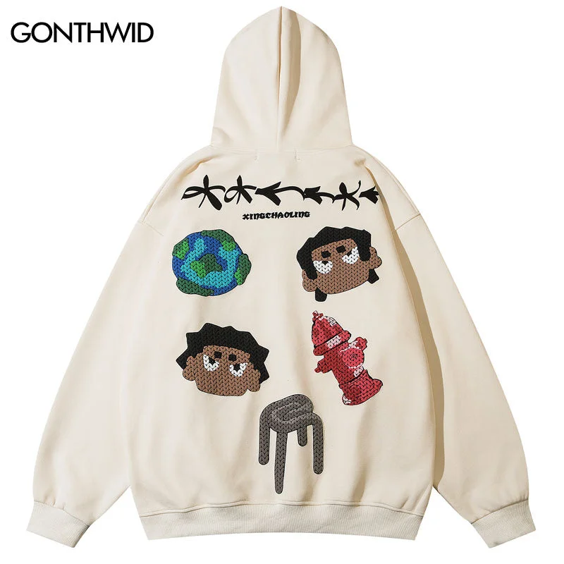 Men Hoodie Sweatshirt Streetwear Hip Hop Funny Japanese Cartoon Print Pullover Hooded Harajuku Casual Loose Hoodies