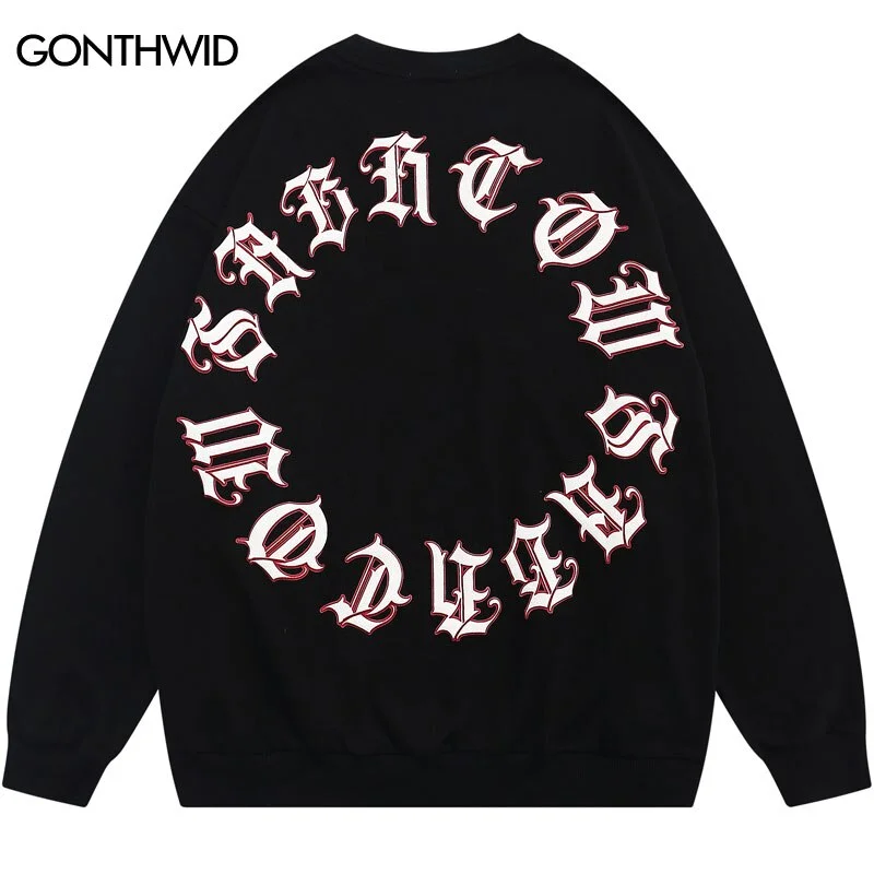 Mens Hoodie Sweatshirts Streetwear Hip Hop Foam Letter Print Pullover Harajuku Casual Cotton Punk Gothic Sweatshirt