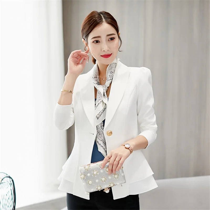 2022 Women Blazer Jacket Suit Casual Long Sleeve Coat Slim Office Work Notched Ladies Blazer Coat Elegant Outerwear Top R289