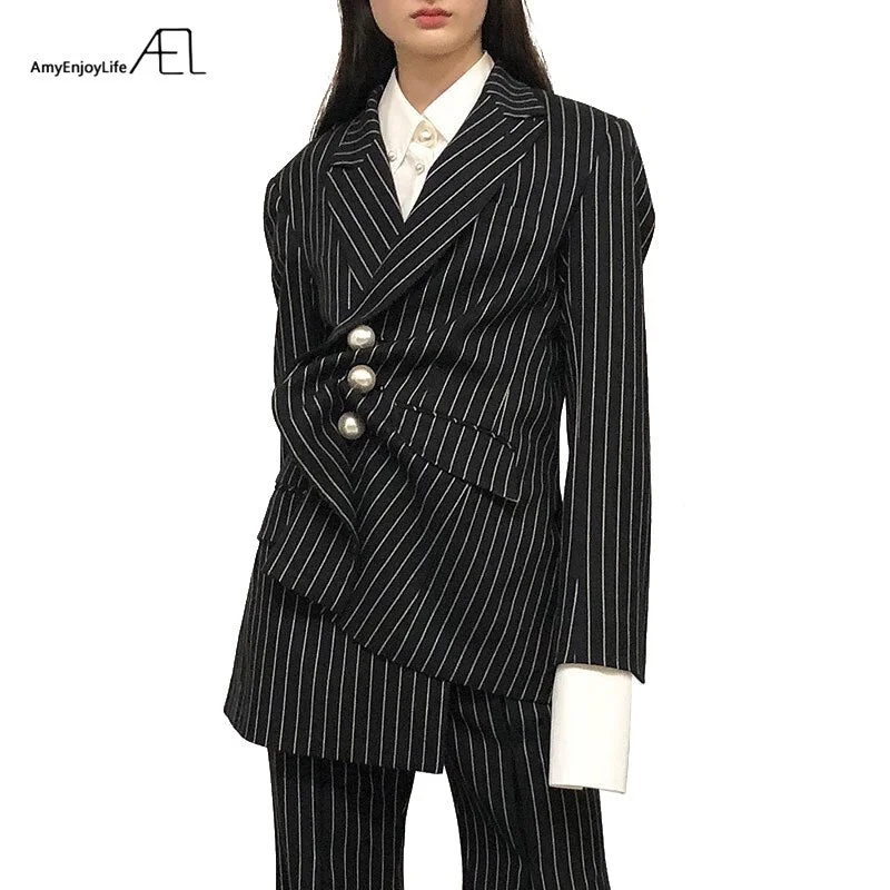 AEL Pearl Button Irregular Woman Single Piece Suit Wrinkle Modeling 2022 Casual Hight Quality Femme Jacket le smoking