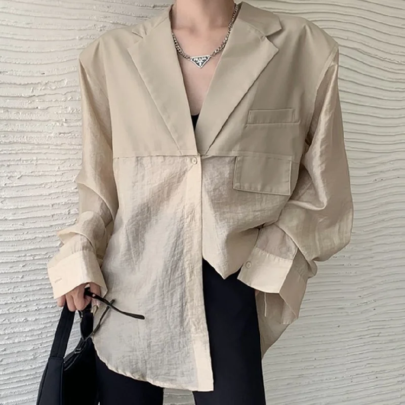 HziriP Sunscreen Retro Femme Blazers Vintage 2022 Casual Women Full Sleeves Loose Autumn Chic Office Lady Jackets Tops OL Coats