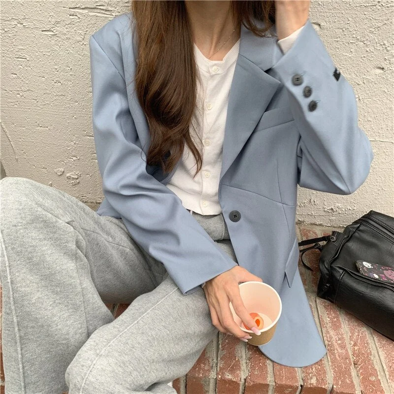 HziriP Women Oversize Blazers All Match Plus Size Coats Gentle Femme Streetwear Vintage Chic Casual Elegance Outwear Jackets