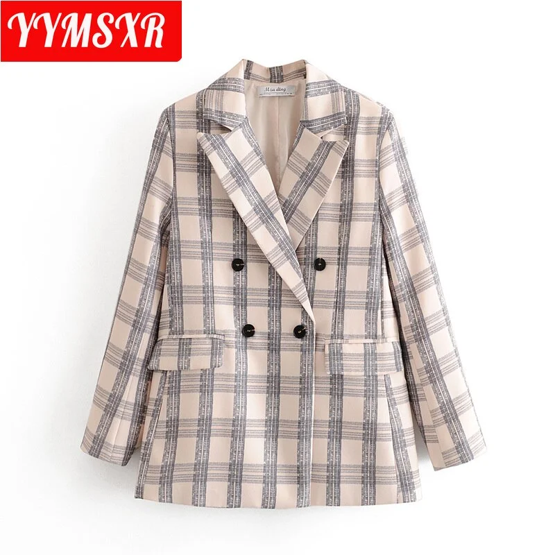 Ladies Suit Female Jacket Women's Retro Plaid Casual Temperament Top Trend Loose and Versatile Long-sleeved Clothes