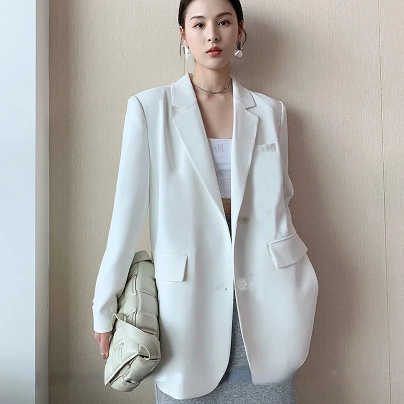 White Suit Jacket Female  2023 Korean Version Loose Online Celebrity Casual Professional Small Suit Jacket