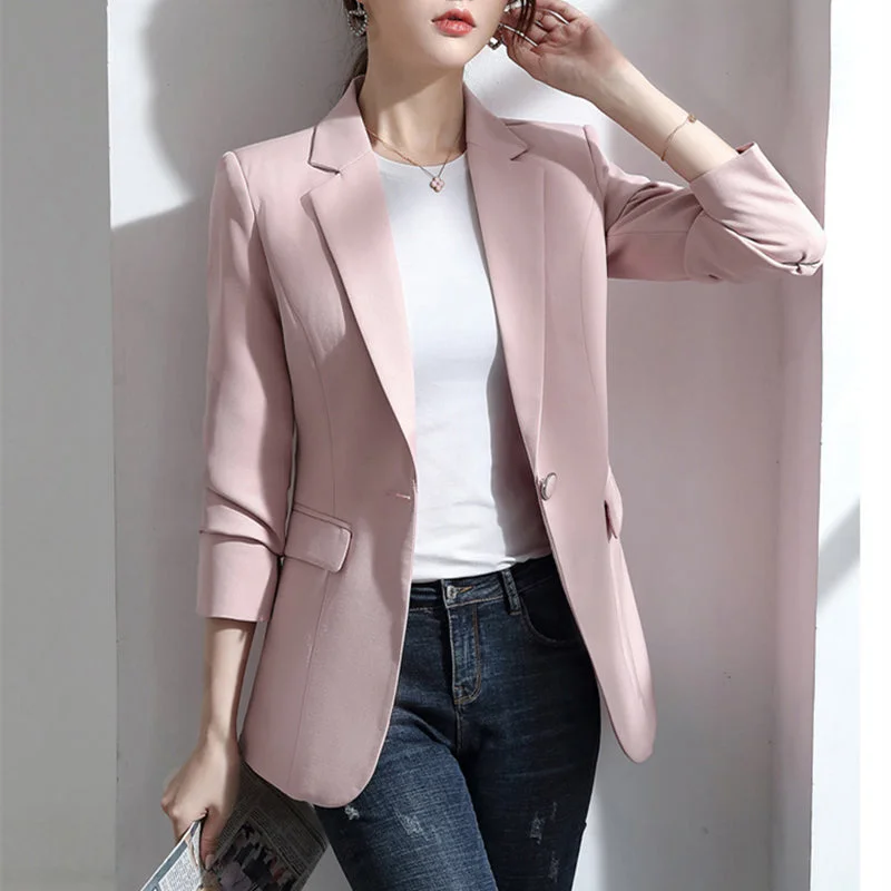 Women Blazer Korea Casual Slim Blazers Jackets Work Coat Outerwear Autumn Career Female Jacket Office Lady